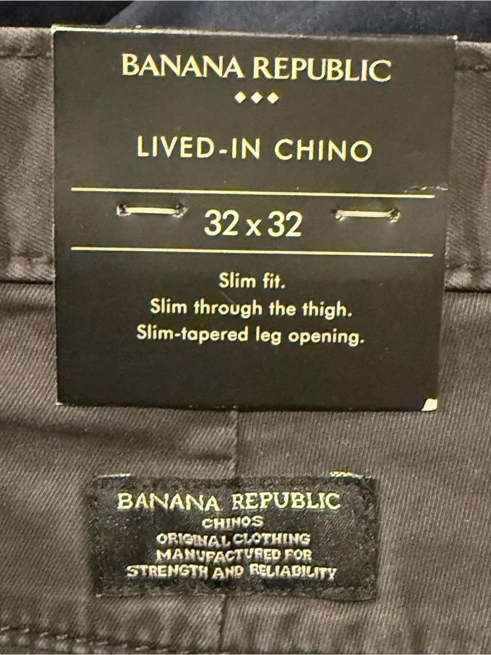 Banana Republic Flint Grey Slim Lived-In Chino, 32/32